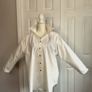 Jantzen - Women’s White Botton Down Oversized Boyfriend Blouse, SZ 14